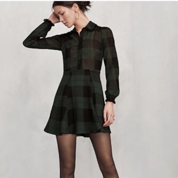 Amberly Green Plaid Long Sleeve Dress 